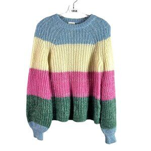 🟣🟣🟣 Wilfred Free Women's Size Small Balloon Sleeve Colorblock Sweater